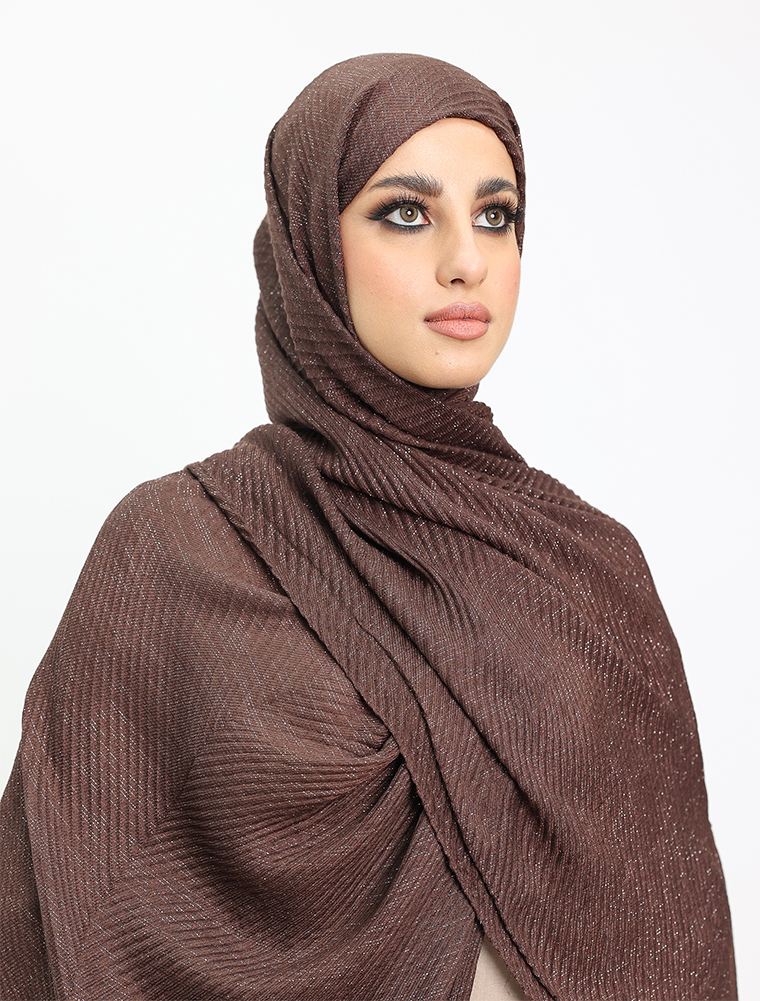 BrownCrinkle Lurex Hijab